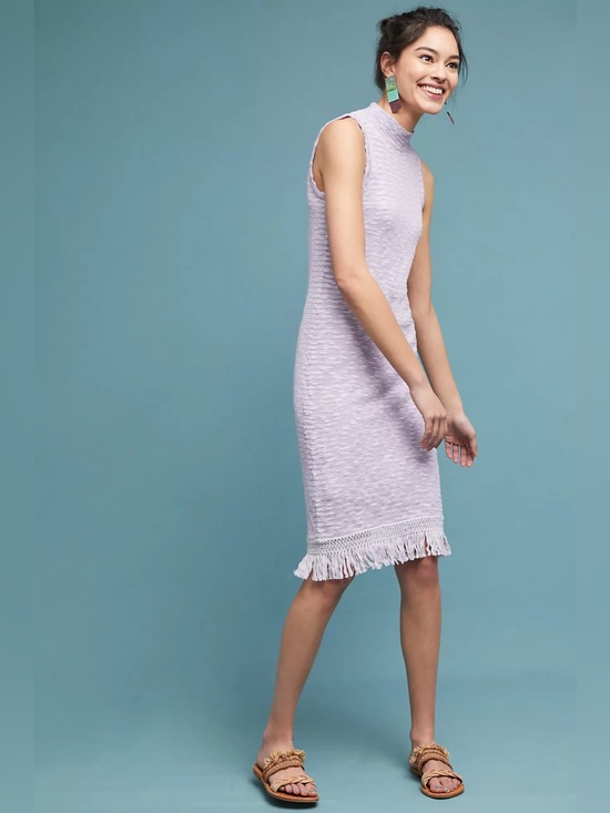 Callahan Dresses & Skirts - Anthropologie Callahan tuckernuck knit Lavender Fringe Dress nwt $168 fitted cos